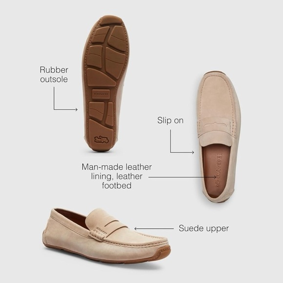 Coach Men's Light Tan Suede Loafers - Picture 9 of 14